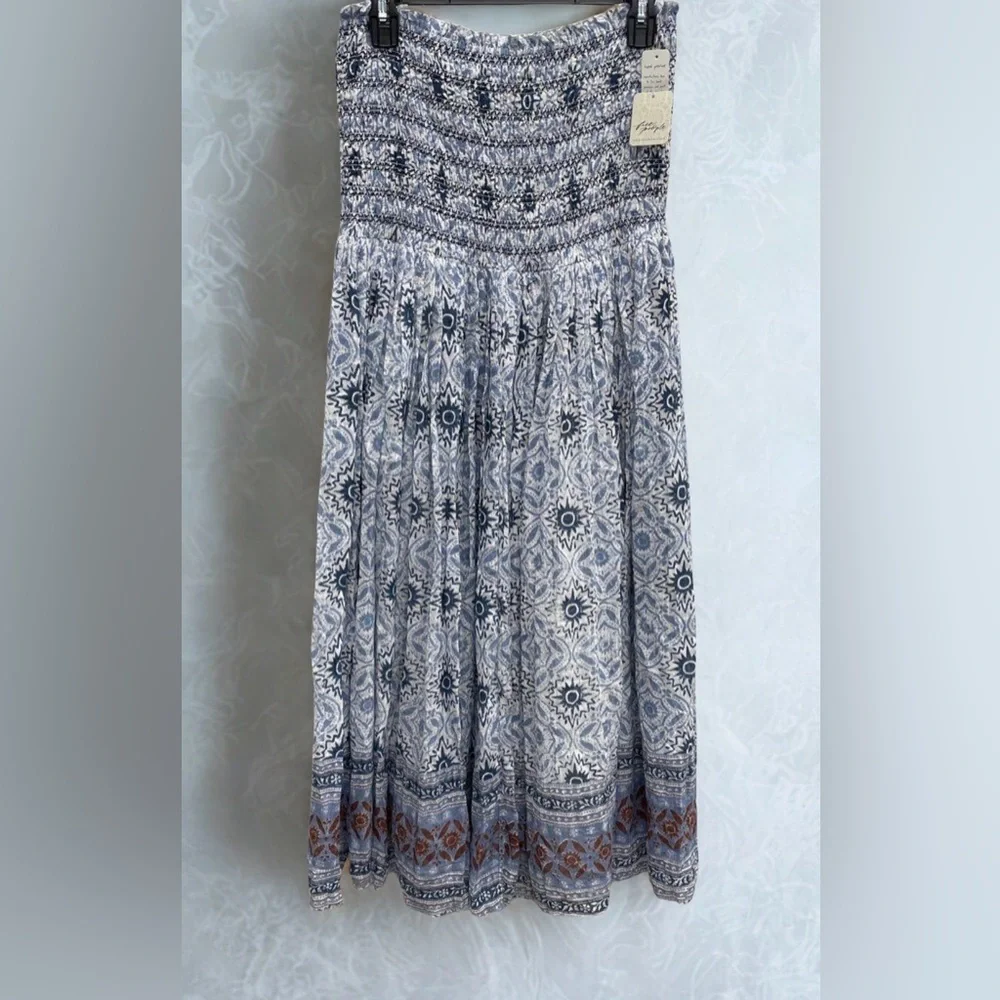 NWT Free People Boho Maxi Skirt or Strapless Dress – Bluebird Combo, XL